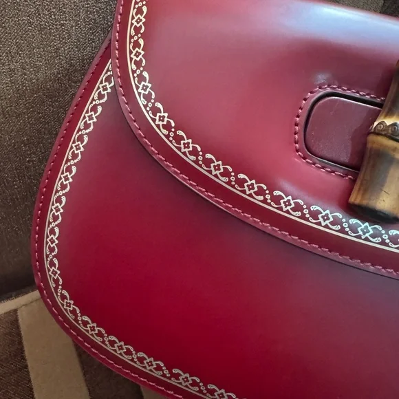 Gucci Bamboo Handle Red Box Leather Special Edition Handbag size M - Picture 5 of 16
